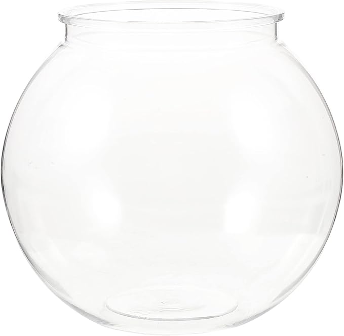 POPETPOP Plastic Fish Bowl Small Fish Tank: Transparent Small Aquarium Fish Bowls for Centerpieces Round Plastic Fish Bowl for Betta Fish Candy Party Favors, 7.07X7.07X6.29in