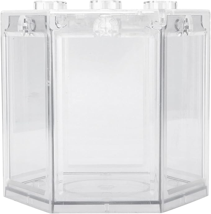 Fydun Betta Aquarium S R Kits, Small Fish Hex Shape Superimposable Portable Kits, No Clean Aquariums Mini for Office DecorationBlack Corners Clear Loving Kids Lovers Decoration (Clear)