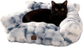 Cat Bed for Indoor Cats Dog Couch Cat Couch Bed Washable Dog Beds for Small Dogs & Cats with Removable Cover, Fluffy Pets Couch with Non-Slip Bottom 24"X18"X10"Blue