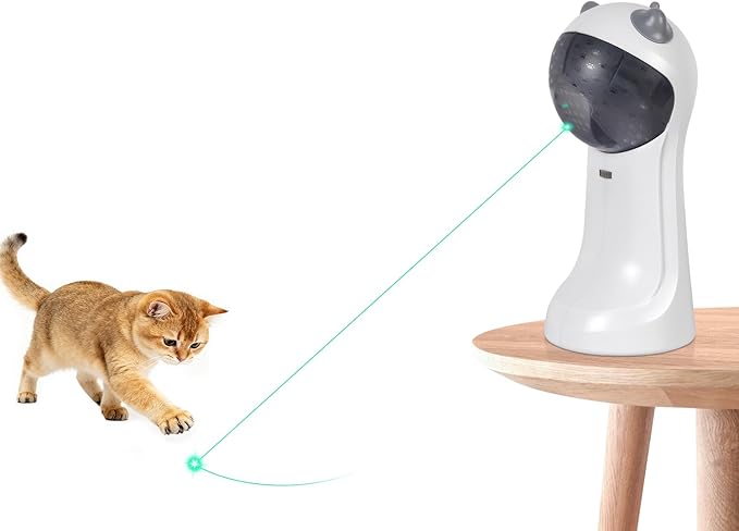 TBTeek Cat Toy, Green Light, Automatic Motion-Activated, 5 Fun Patterns, 4 Speed Modes, Adjustable Light Angles, Random Rotating Trajectory, Rechargeable