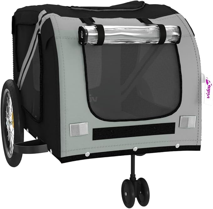 Pet Bike Trailer for Small Dogs, Durable Oxford Fabric with Weatherproof & Scratch-Resistant Design, Zippered Doors and Mesh Windows for Safe Outdoor Rides