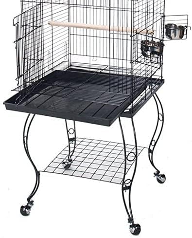 Large Open/Close Dome Play Top Style Parrot Bird Cage with 5/8-Inch Bar Spacing for Green Cheek Conures Lovebirds Budgies Canary Finch Parrotlet Portable Parrot Cage Removable Rolling Stand