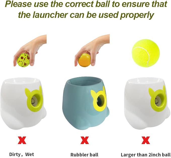 BESTHLS Automatic Dog Ball Launcher Interactive Tennis Ball Thrower Machine for Small Medium Dogs Fetching Distance 10-30ft (White2)
