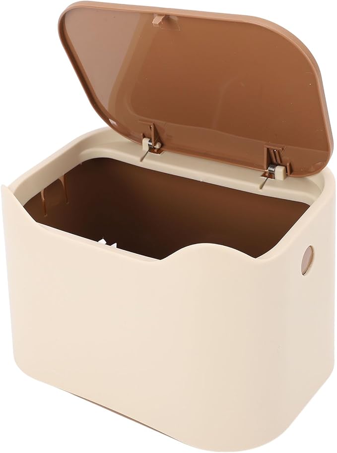 Asixxsix Cat Litter Trash Can, Compact Enclosed with Press Lid for Home Use Multipurpose Mini Garbage Bin Space Saving Easy Clean