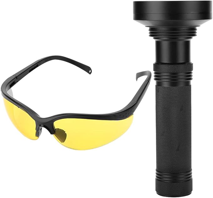 Flashlight Pet Urine Detector Bright 100 LEDs Blacklight with Sunglasses for 100 LED Flashlight Light Handlamp Pets Urine Detector for Dried Patches of Your Dogs Cats and