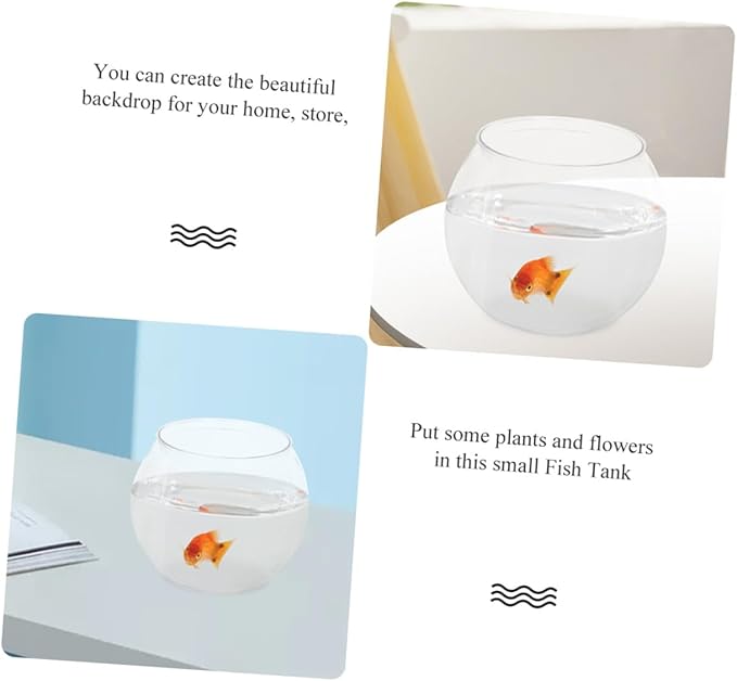 BESPORTBLE Tabletop Fish Tank Globe - Shatterproof Transparent Plastic Fish Bowl for Betta, Goldfish, and Turtles - 5.90 X 5.90 X 5.11 Inch, Ideal for Office and Home Decor