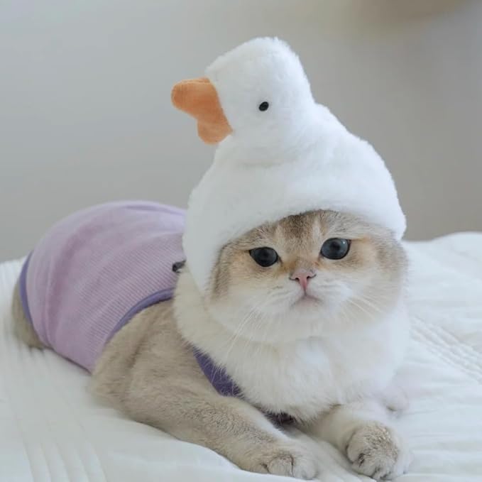 Cute Goose & Duck Shape Pet Headband Hat, Cat, Puppy & Small Dog Headwear, Velvet, One Size, Winter, All Seasons