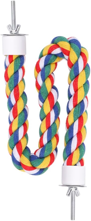 Parrot Rope Climbing Toy 18.5 Inch Cotton Rope Perch for Birds Cage Exercise and Chewing Toy for Parrots Budgies Cockatiels