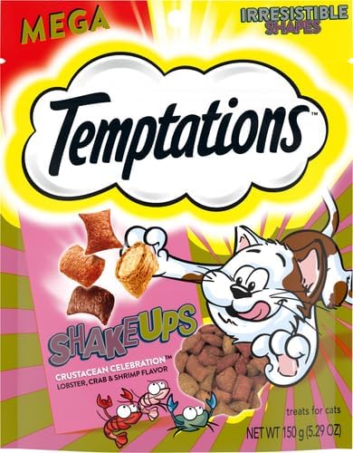 Temptations Cat Treats, Crustacean Celebration Flavor, 5.29 oz | Crunchy and Soft | Pack of 2 | ShakeUps