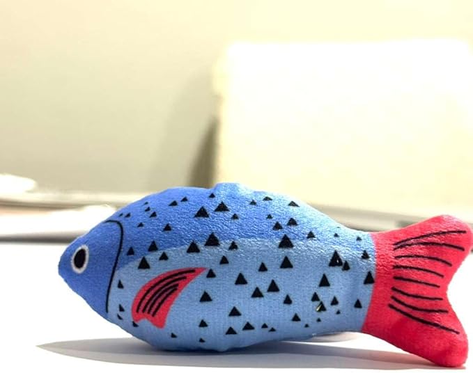 LEO & LEXI Velvet Plush Fish Cat Toy for Indoor Cats & Kittens – Lightweight Hunting, Kicking & Carry Toy, Soft Prey Toy for Boredom Relief, Washable