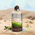 Glass Aquarium with Wooden Base, Transparent Wooden Fish Tank, Elegant Natural Betta Fish Tank, Clear HD Glass Goldfish Bowl, Aquaponics Fish Tank, Micro Landscape Culture Tank,M