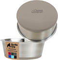 GORILLA GRIP Dog Bowls, Heavy Duty 304 Stainless Steel, Holds 6 Cups Each (48 fl oz) Food and Water Bowl for Feeding Dogs and Cats, Dishwasher Safe, Rust Resistant, BPA Free Rubber Base Set of 2 Beige