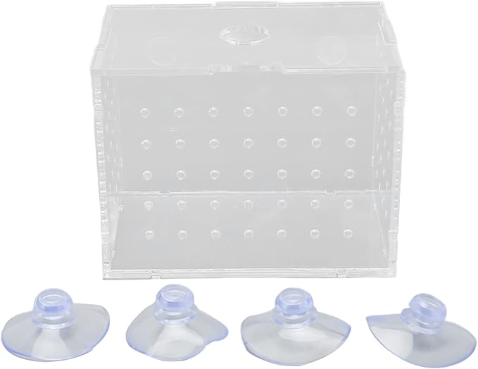 Fish Breeder Box, Aquarium Fish Breeding Box, High Transparency Acrylic Hatchery Incubator with Suction Cups for Baby Fish Shrimp Clownfish Isolation and Rearing (9 * 6 * 7CM)