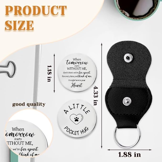Xiyantiji Memorial Gifts for Loss of Dog Cat Leather Pocket Hug Keychain Remembrance Bereavement Gifts for Pet Owner Friends