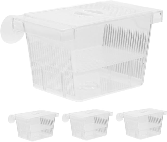 Happyyami 4pcs Floating Fish Breeding Box Plastic Separator Incubator Dual-Layer Betta Fry Hatchery Isolation Case Aquarium Fish Tank Accessory for Aquarium Breeding