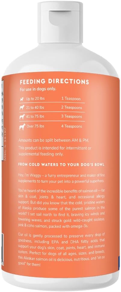 Premium Wild Alaskan Salmon Oil for Dogs – MSC Certified Wild Alaskan Fish Oil for Skin & Coat, Hip & Joints, Allergies & Itchy Skin- Omega 3 Fish Oil for Dogs with Sockeye Salmon Oil (8oz)