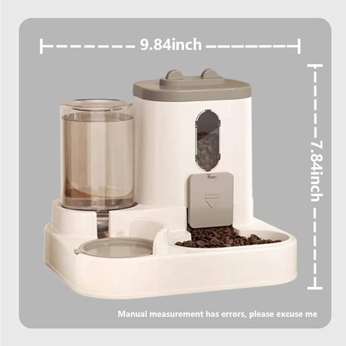 Two-in-One Upgraded Gravity Pets Feeder and Water Dispenser Combo Set, Pet Cat Dog Automatic Feeder and Water Dispenser for Small and Medium Pets Cats Dogs, Large Capacity & Washable