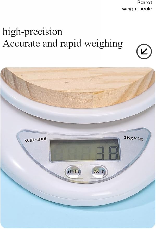 OMEM Accurate & Durable Parrot Special Scale Bird High Accuracy Scale with Wood Platform, Ideal for Monitoring Birds' Health