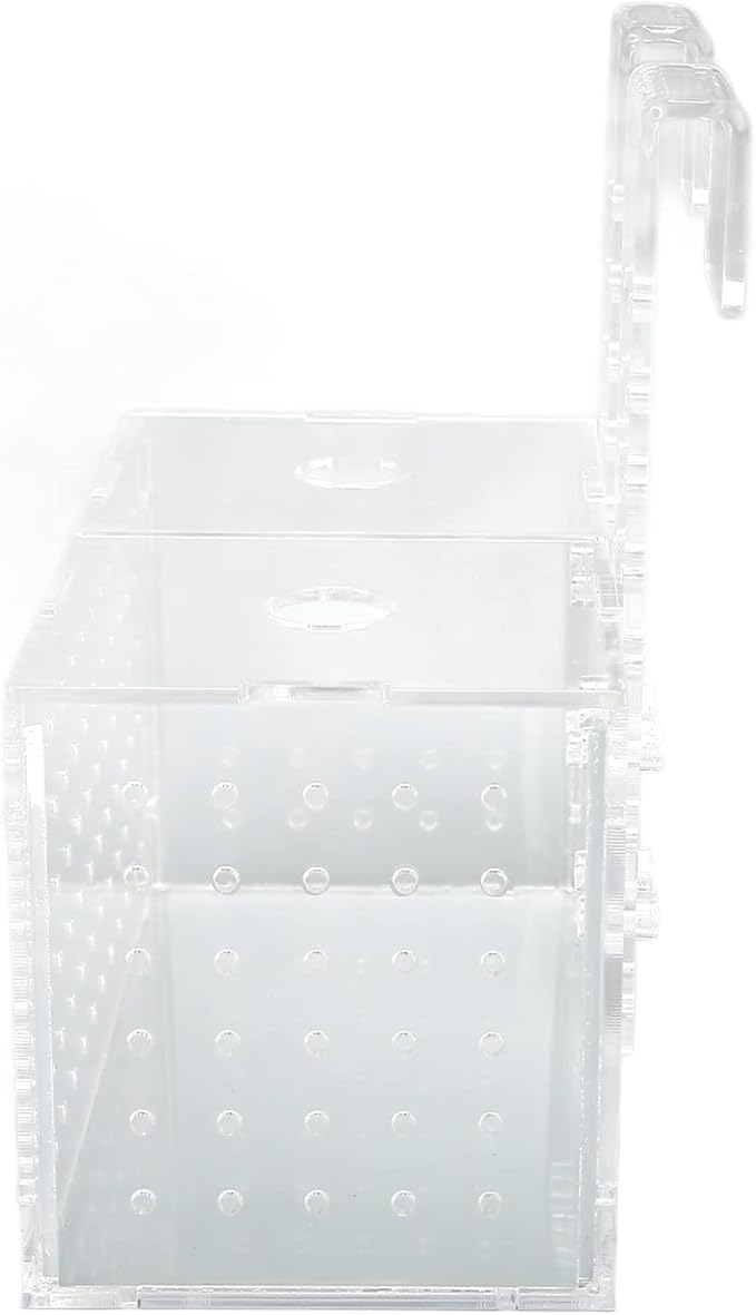 Fish Breeding Isolation Box Acrylic Aquarium Hatchery Transparent with Adjustable Hook - High Visibility, Secure Lid, Suitable for Small Fish Tank Use (17 * 9 * 10CM)