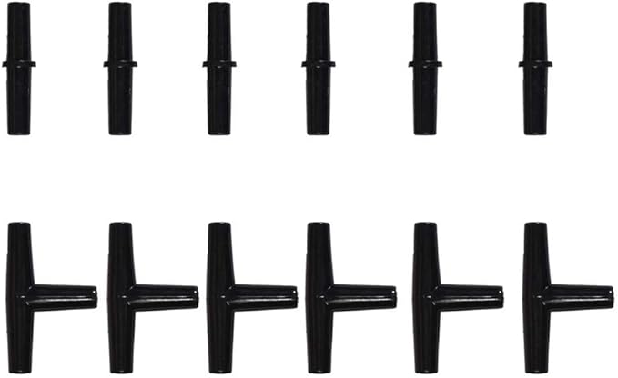 JIH Aquarium 50 Feet Standard 3/16" Black Flexible Airline Tubing with Black Plastic Connectors for Fish Tank,Terrariums, and Hydroponics
