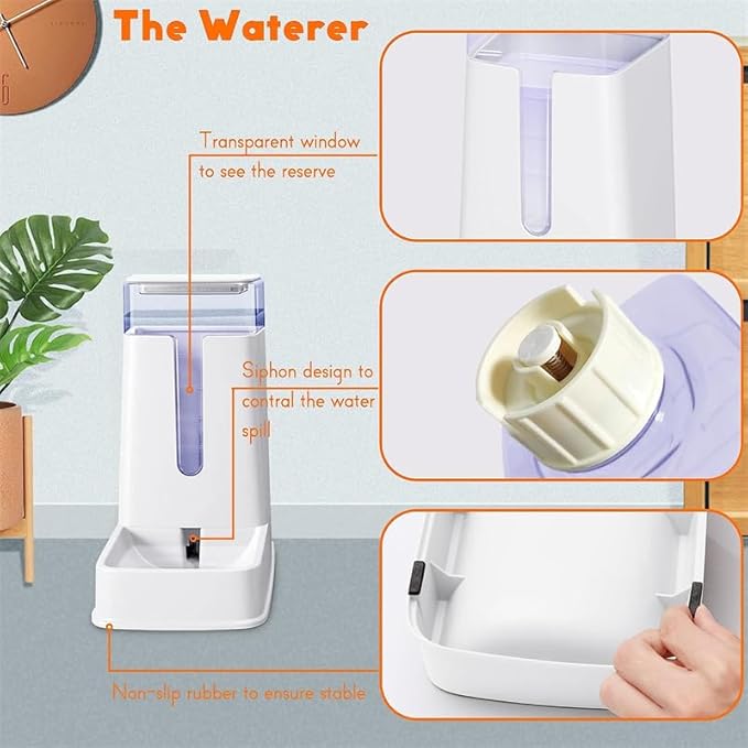 Automatic Pet Feeders Automatic Dog Food and Water Dispenser Water Dispenser for Dogs Gravity Water Dispenser Cat Feeders Automatic Cat Food Dog Water and Food Dispenser Gravity Pet Water Dispenser