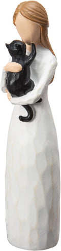 Angel of Friendship Cat Memorial Gifts, Hand-Painted Cat Angel Figurine Statue,Gift to Celebrate Loving Pets and Cat Lovers(Black)