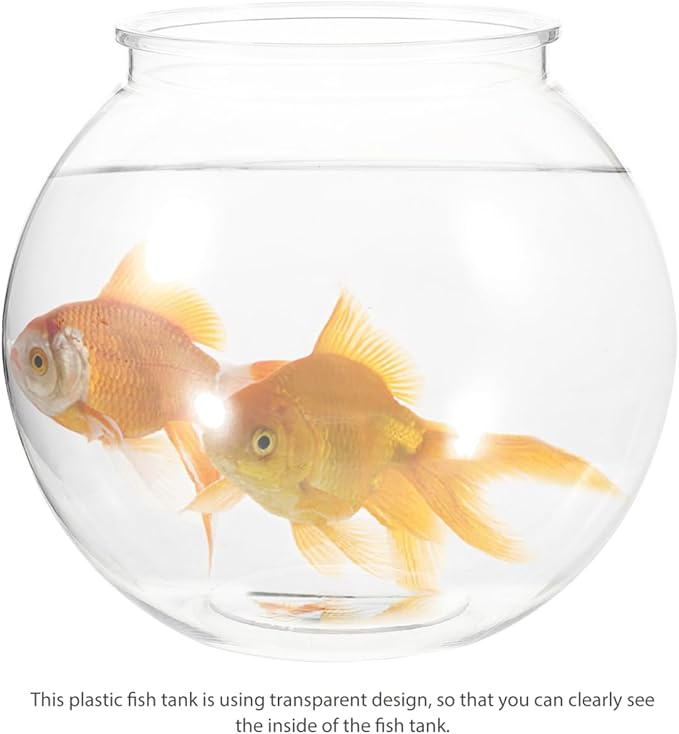 Balacoo Plastic Fish Bowl, Large Clear Aquarium Bowl, Break Resistant Round Vase Pot Bubble Planter, Betta Fish Tank for Desktop, Home, Wedding Decor 7.1 X 6.3 Inches
