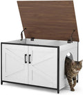 unipaws Extra Large Cat Litter Box Enclosure Furniture with Top Opening, XL Washroom Bench for Cats with Removable Divider, Jumbo Automatic Litter Box Cover and Hidden Cat Box