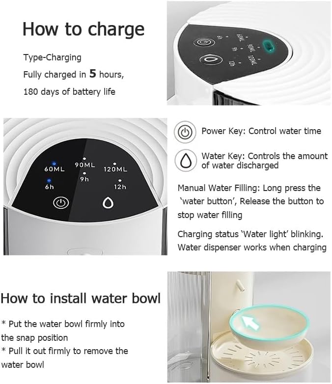 Wireless Cat Water Fountain Cordless No Filters, 3.5L Automatic Wastewater Separation Pet Water Fountains for Cats Indoor, Quiet Cat Dog Water Dispenser Rechargeable Kitty Drinking Fountains for Pets