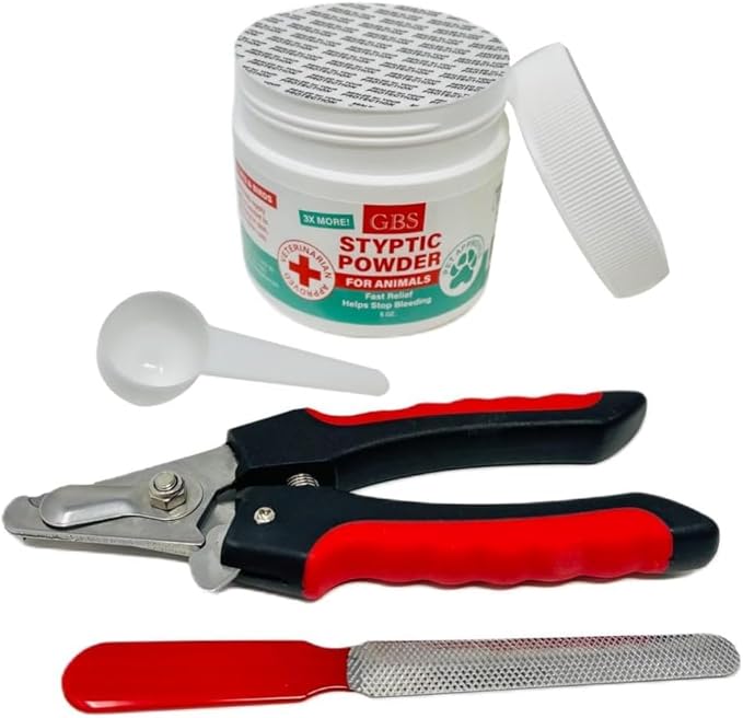 G.B.S 5 oz Quick Stop Styptic Powder for Animals Dogs with Sealed Top + Scoop, Cats & Birds Cutting Nails - Stop Bleeding Styptic Clotting Blood Powder & Dog & Cat Pets Nail Trimmers and Clippers