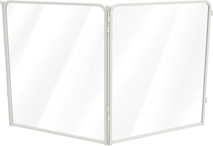 FXW AuraSpace Pro Metal & Acrylic Indoor Dog Playpen, All-Acrylic Clear Heavy-Duty Design, 32" Height 2 Acrylic Panels for Small and Medium Dogs, White│Patented