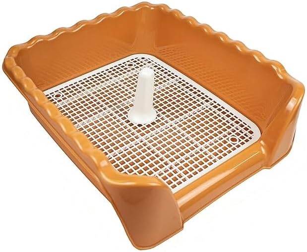 Lutema Indoor/Outdoor Training Dog Potty Tray for Small and Medium Puppies Litter Boxes in (Orange Brown)