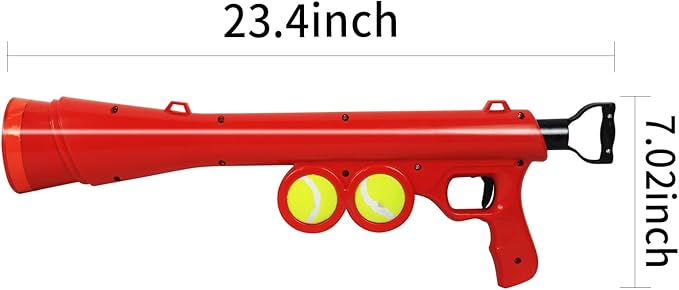 Dog Ball Launcher for Pet, Dog Ball Thrower Launcher with 2 Tennis Balls & Shoulder Strap, 23.4" Long-Range Ball Launcher Toy for All Dog Breeds, Red