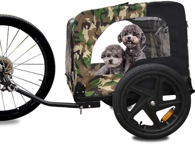 HomVent Dog Bike Trailer - Folding Pet Carrier Wagon with 16 Inch Wheels for Small and Large Dogs