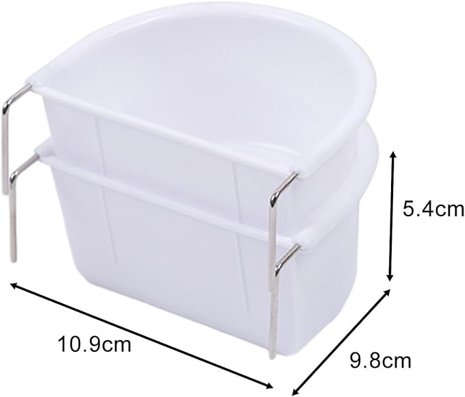 2Pcs Bird Feeding Dish Sturdy Hanging Feeding Bowl Easy to Install Bird Food Tray Bird Cage Accessories for Conures Lovebirds, 10.9cmx9.8cmx5.4cm, Optional