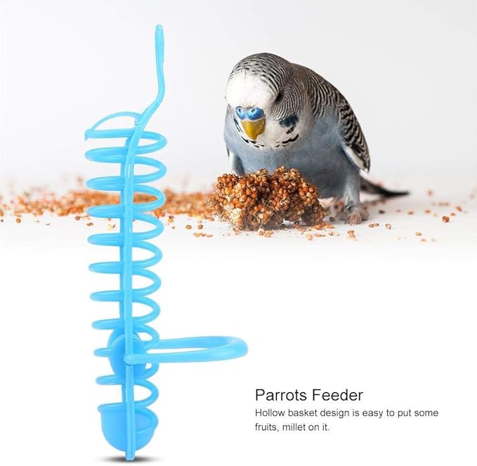 Parrots Feeder Basket Plastic Food Fruit Feeding Perch Stand Holder 9.8in Bird Holder Lightweight for Pet Bird Supplies Fruit Vegetable Millet Container