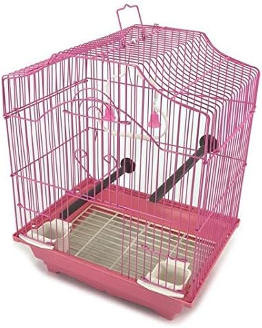 Pink 14-Inch Small Wire Bird Cage – Perfect for Budgies, Finches, Canaries, Lovebirds, Parakeets, and Small Parrots