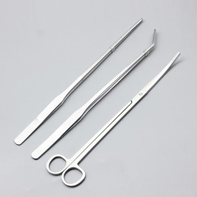 Aquarium Plants Tools, Aquascaping Tweezers Scissor Spatula Tool Stainless Steel Aquarium Tank Aquascaping Tools Set for Fish Starter Kits (3pc/4pc/5pc) (5 PCS)