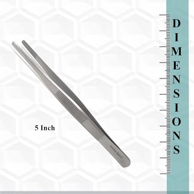 Reptile Feeding Tongs Straight Aquarium Tweezers Anti-Rust Thickened Stainless Steel Forceps, for Terrarium, Fish Tank, Snakes/Lizards/Gecko, Planting By HTI (5")