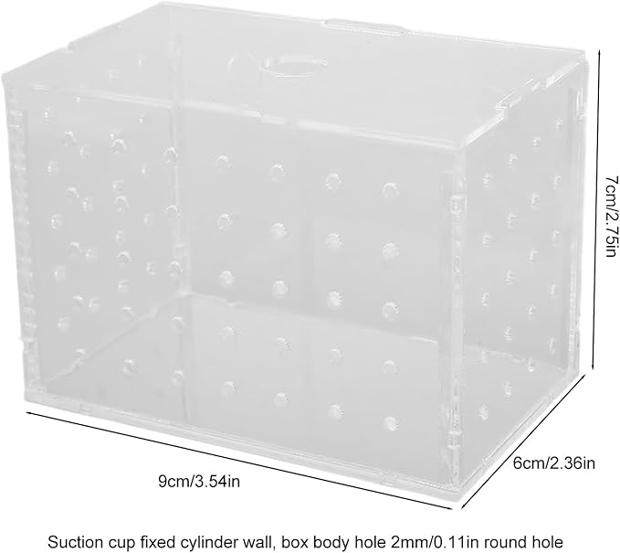 Fish Breeder Box, Aquarium Fish Breeding Box, High Transparency Acrylic Hatchery Incubator with Suction Cups for Baby Fish Shrimp Clownfish Isolation and Rearing (9 * 6 * 7CM)