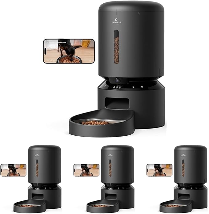 PETLIBRO Automatic Cat Feeder with Camera, 1080P HD Video with Night Vision, 5G WiFi Pet Feeder - 2-Way Audio, Low Food & Blockage Sensor, Motion & Sound Alerts (Pack of 4)