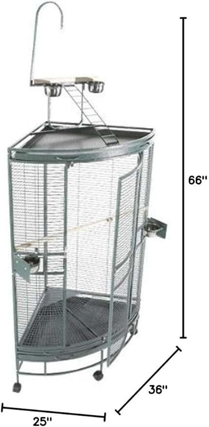 A&E Cage Co. Medium Corner Bird Cage with Play Top, 25"", Black (CC2525 Black)