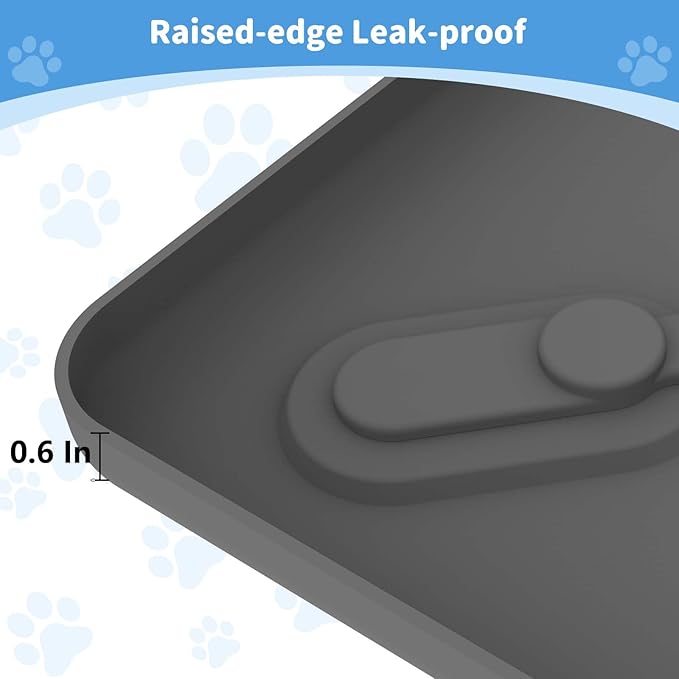 ALOOF Silicone Dog Pee Pad Holder 24x24 in, Puppy Potty Training Tray with Magnetic Snaps & Raised Edges, Non-Slip Floor Protector, Gray