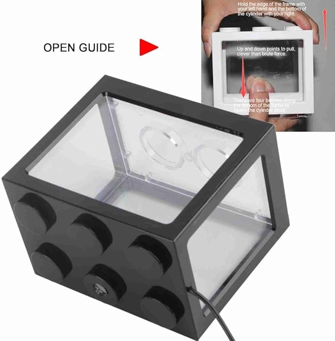 Mini USB LED Aquarium Fish Bowl Plastic Tank with White Light for Desk Tabletop Decor Energy-Saving Office Accent(Black)