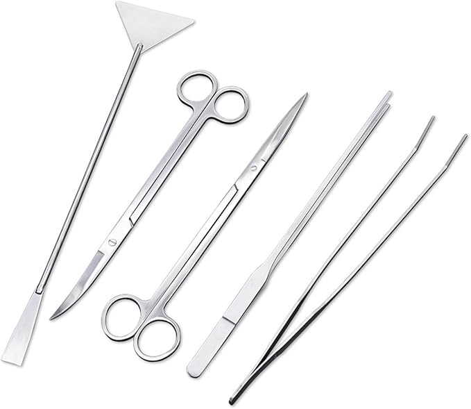 5 Pack Aquarium Scissor Tweezers Spatula Tool 5 in 1 Stainless Steel Aquascaping Tools Set Starter Kits
