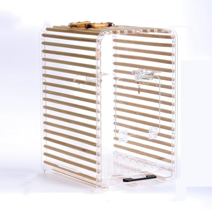 Birdcage Flat Top Acrylic Bird Cage Portable Breathable Ornamental Outdoor Bird Cage Easy to Clean and Assemble(Small)