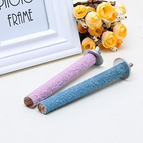 2 Pcs Multi-Color Random Bird Perch Stand Toy Wood Parrot Perch Stand Grinding Claw Sticks Sanded Surface Cage Toy for Parakeets Finches Parakeet Toys, Birdcage Accessories, Perches