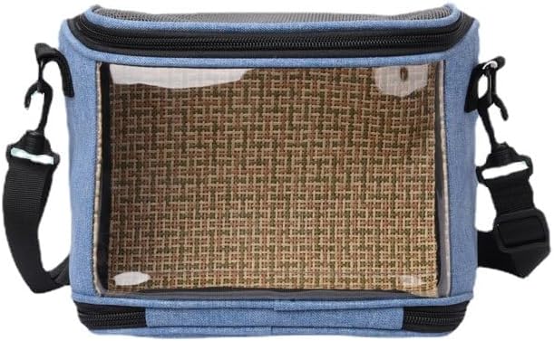 Portable Bird Carrier Bag with Mesh Windows, Blue, Travel Carrier for Parrots and Small Pets, 25x18x14.5cm, with Adjustable Shoulder Strap