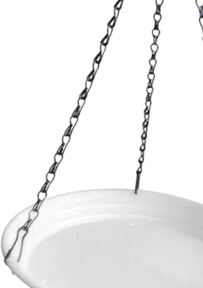 Hanging Bird Feeder and Waterer Tray Water Feeding Bowl Garden Decor with Chains Sturdy Birds Water Station for Backyard Yard, White