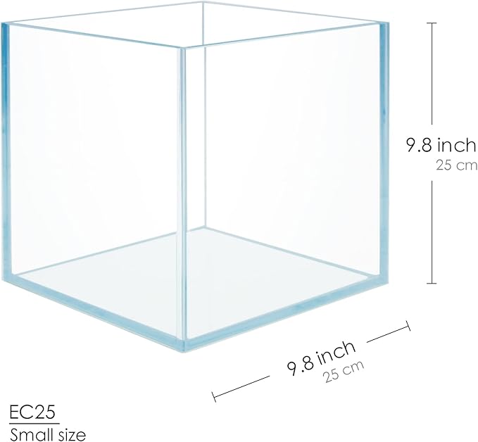 Cube Rimless Frameless Extra Clear All Glass Aquarium, Low Iron Glass Tank, 5mm Glass, White Leveling Mat Included, w/Lids Options